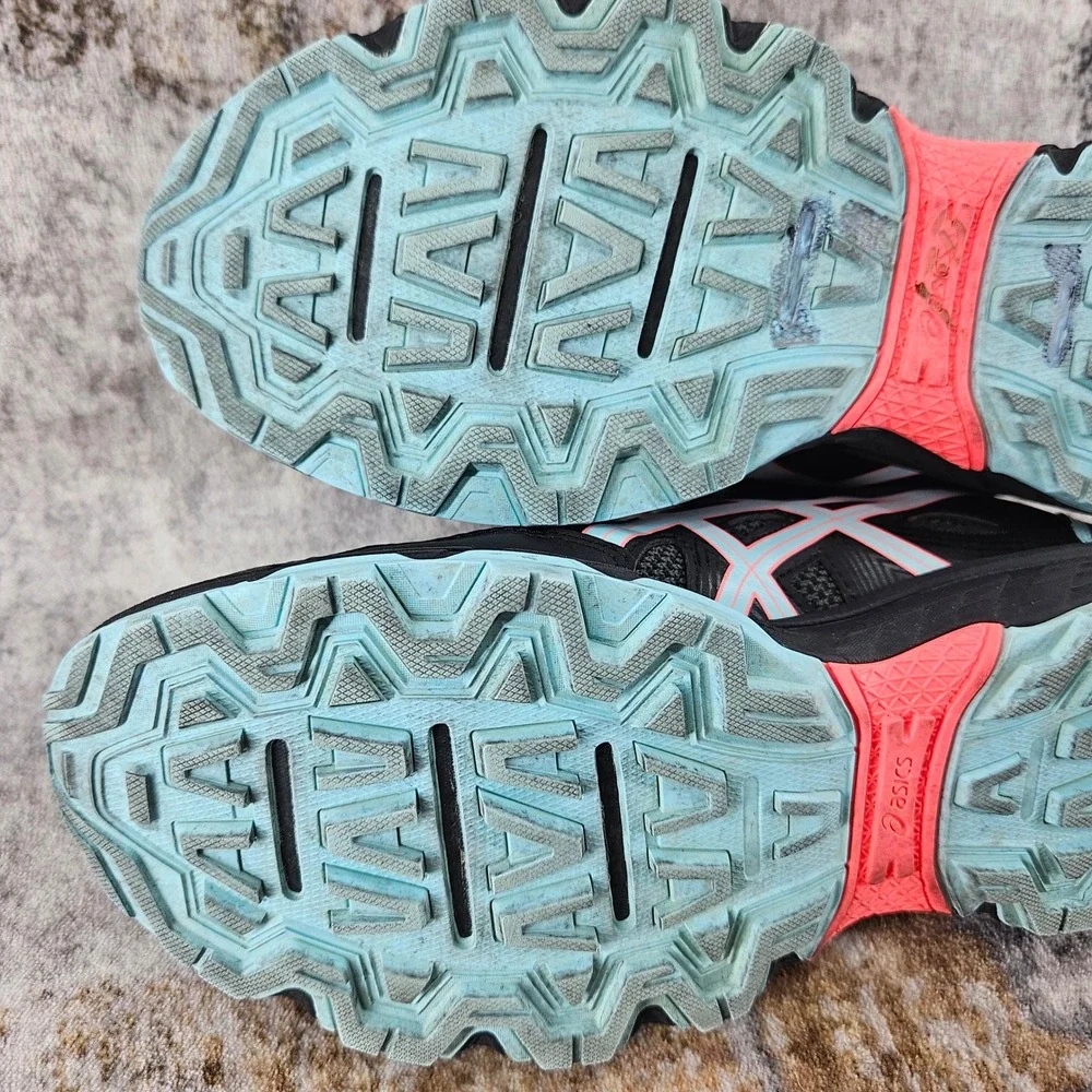 Asics Gel Venture 8 Sneakers Womens 10 Black Aqua Trail Running Shoes‎ 1012A708
